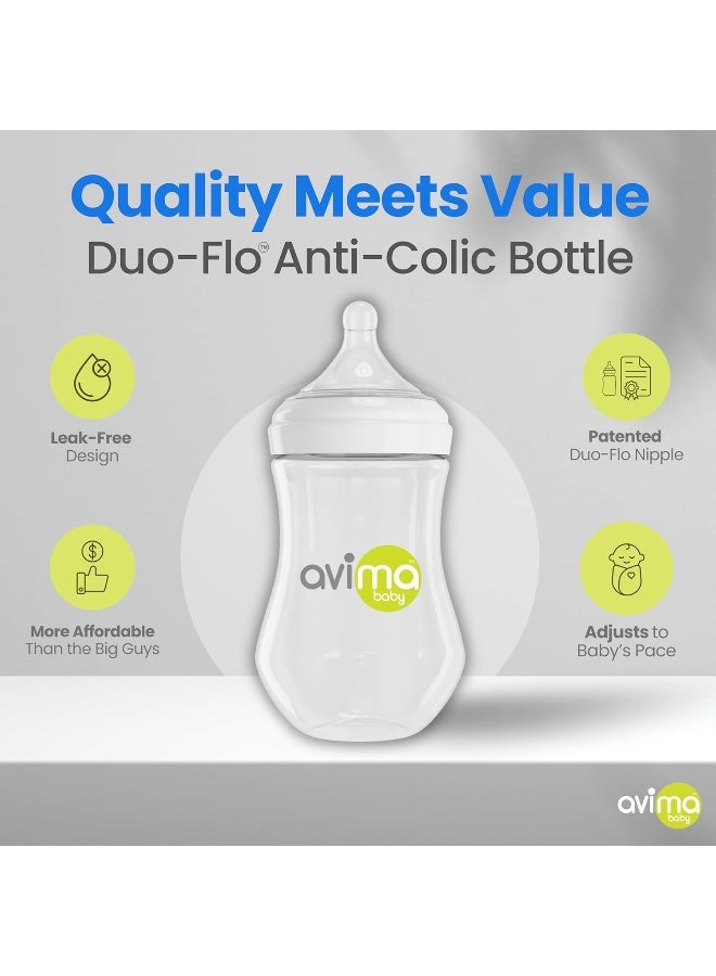 Avima 9 oz Anti Colic Baby Bottles, BPA Free, Wide Neck with Medium Flow (Set of 6) - Image 5